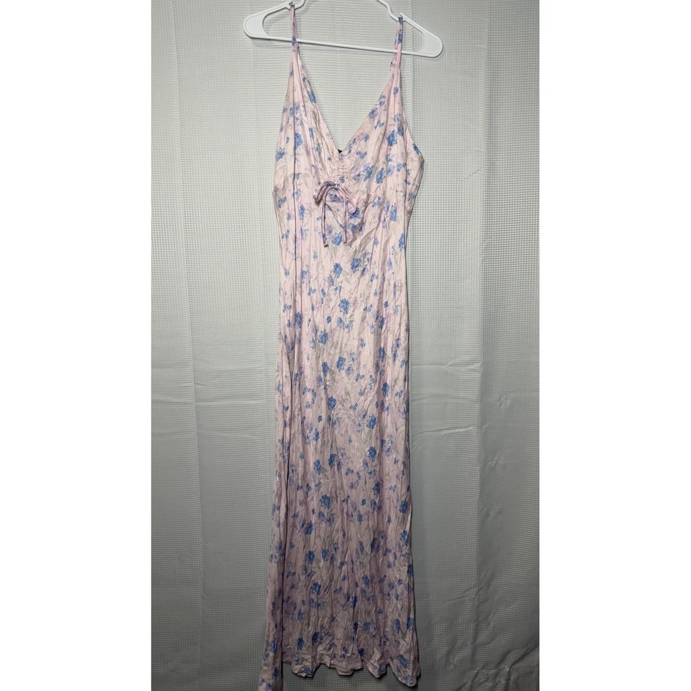 wild fable Pink Floral Maxi Dress with Blue Print